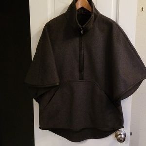 THEORY GRAY WOOL PONCHO JACKET